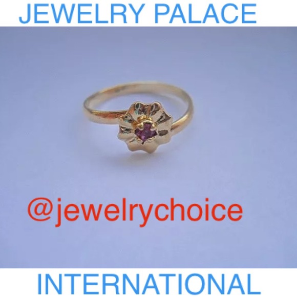 🆕14K Gold Filled Pink Austrian Crystal Flower Kids Ring - Picture 2 of 5